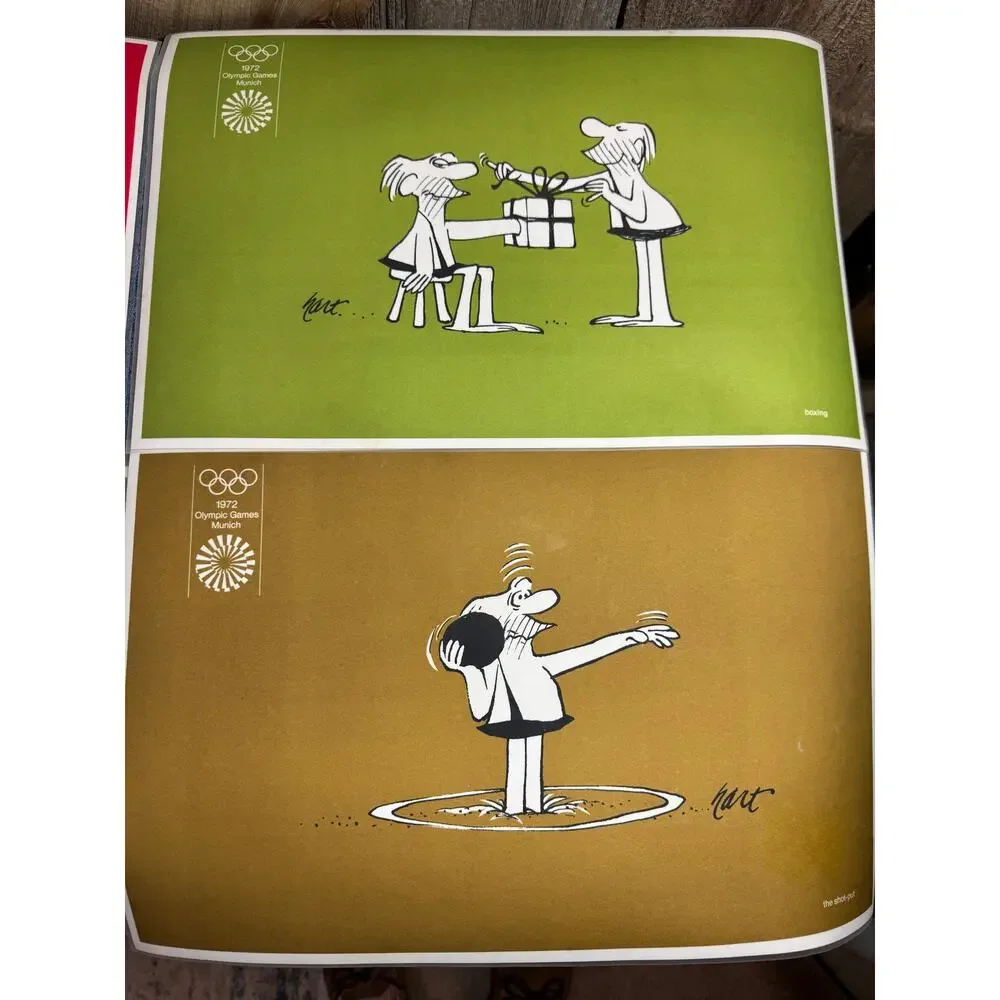 Set of 6 Vintage Marathon 1972 Munich Olympics BC Comics Plastic Placemats